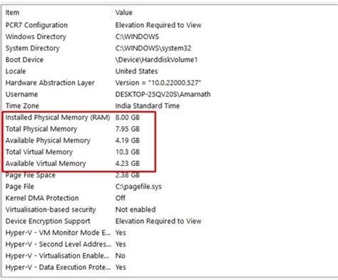 installed physical memory